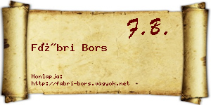 Fábri Bors névjegykártya